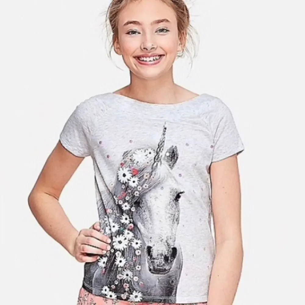 Justice Unicorn Graphic Sequins T-shirt 14/16